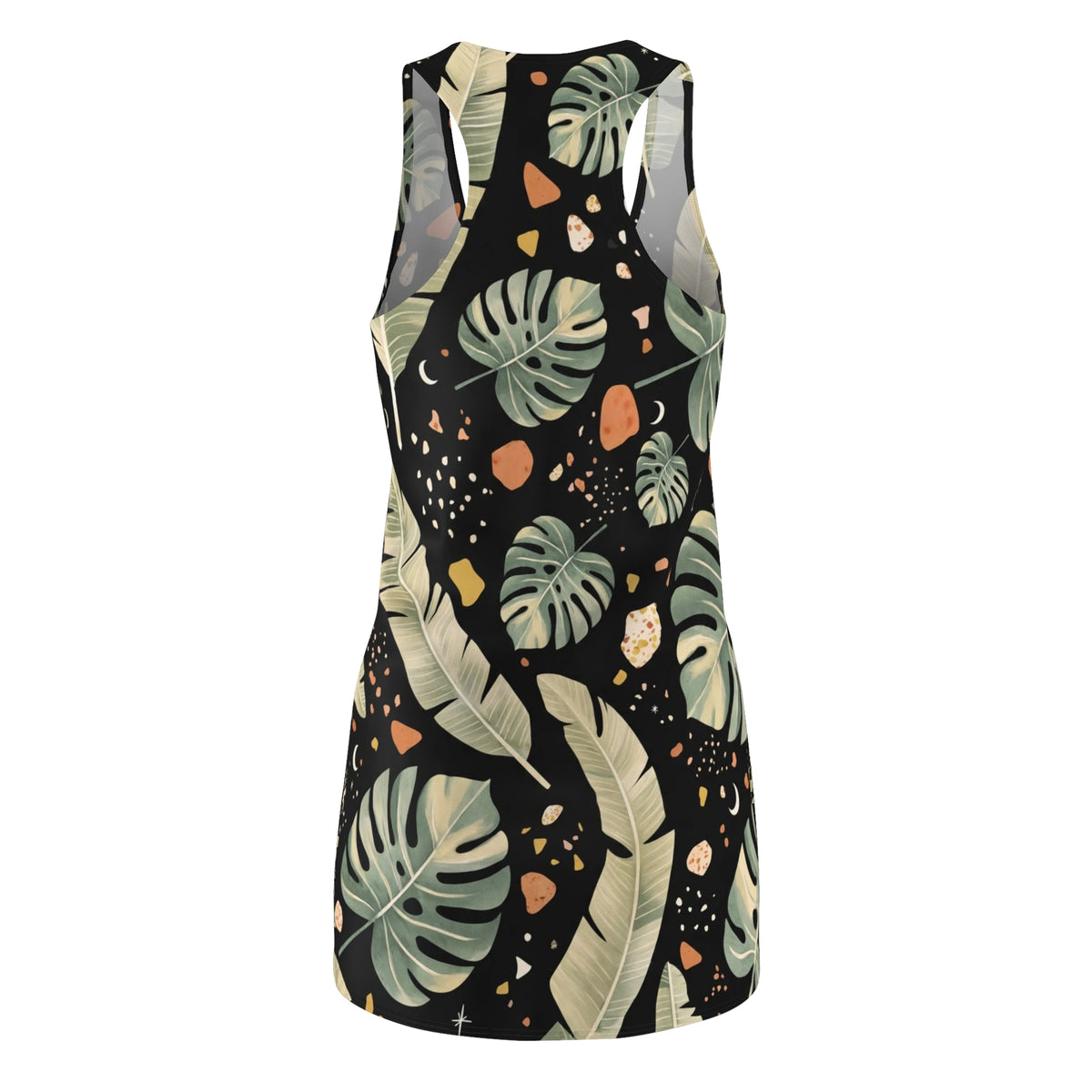 Sensational Beauty Llc Designer Tropical Leaf Racerback Dress — Botanical Monstera & Palm Print