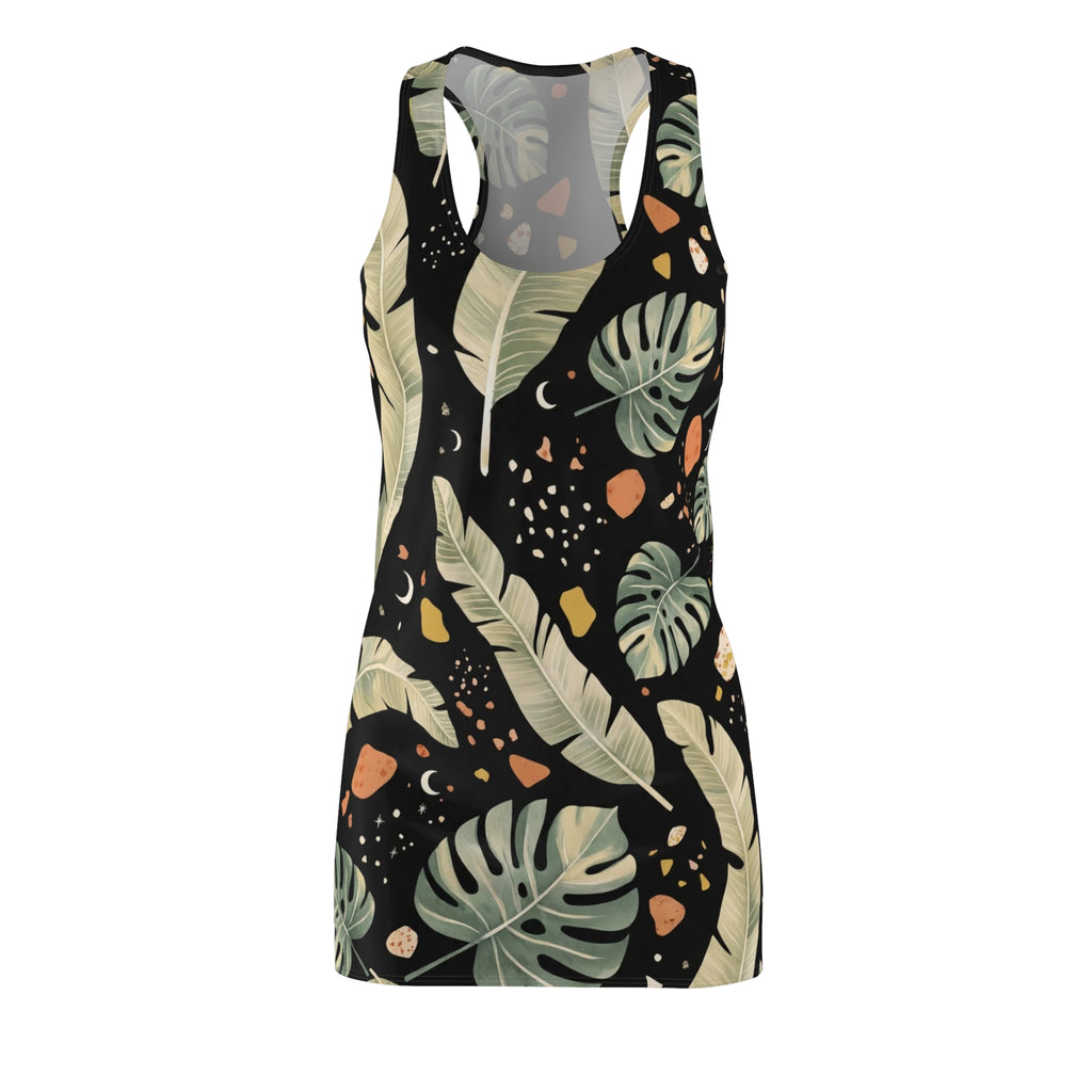 Sensational Beauty Llc Designer Tropical Leaf Racerback Dress — Botanical Monstera & Palm Print