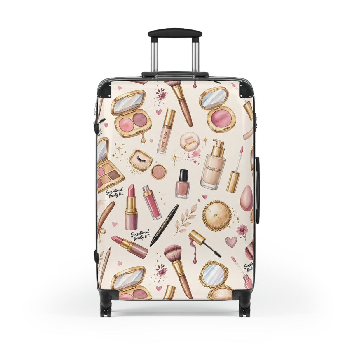Sensational Beauty Llc Cosmetic Print Designer Carry-On Suitcase – Makeup Travel Luggage by Sensational Beauty Llc.