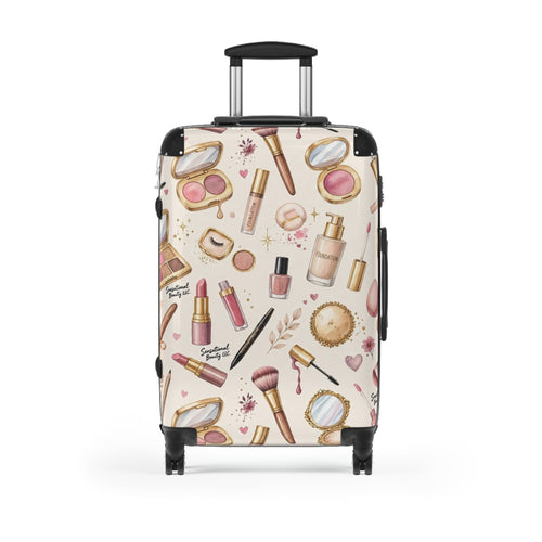Sensational Beauty Llc Cosmetic Print Designer Carry-On Suitcase – Makeup Travel Luggage by Sensational Beauty Llc.