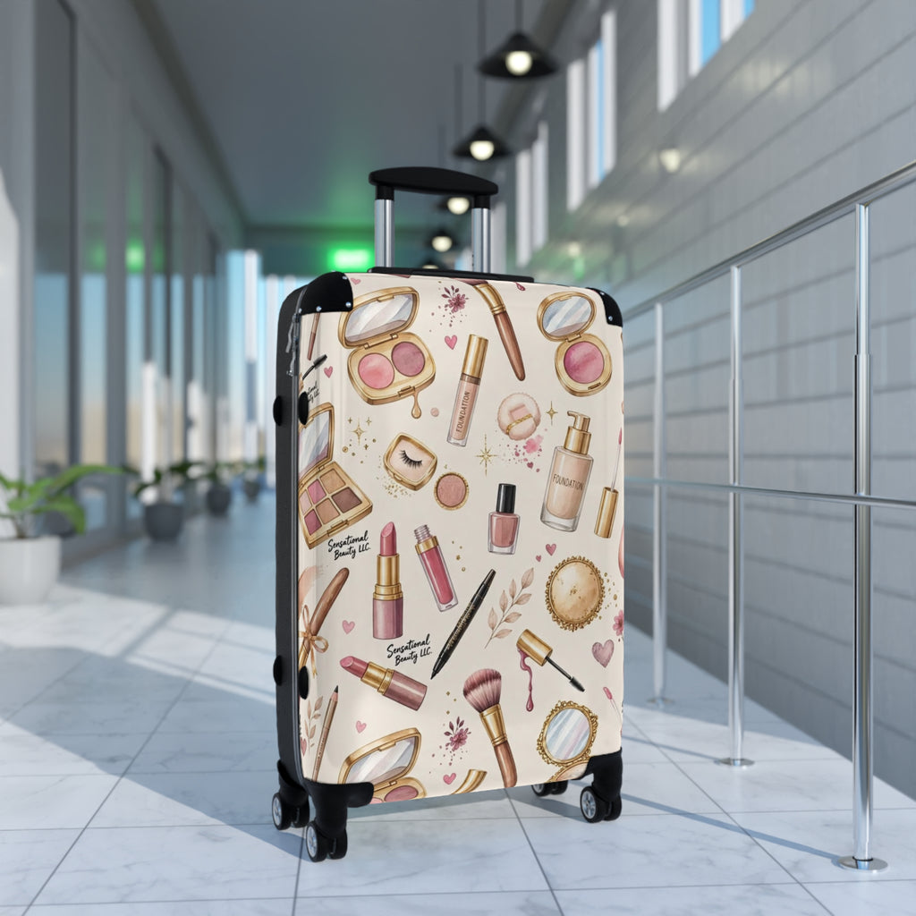 Sensational Beauty Llc Cosmetic Print Designer Carry-On Suitcase – Makeup Travel Luggage by Sensational Beauty Llc.