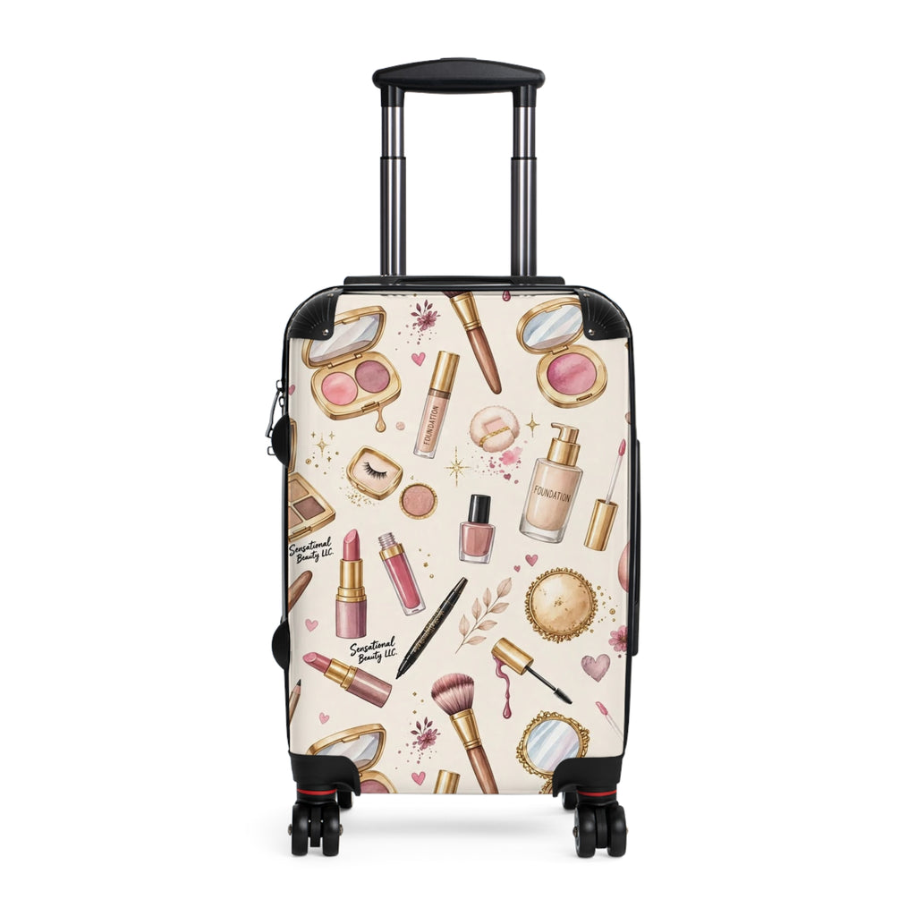 Sensational Beauty Llc Cosmetic Print Designer Carry-On Suitcase – Makeup Travel Luggage by Sensational Beauty Llc.
