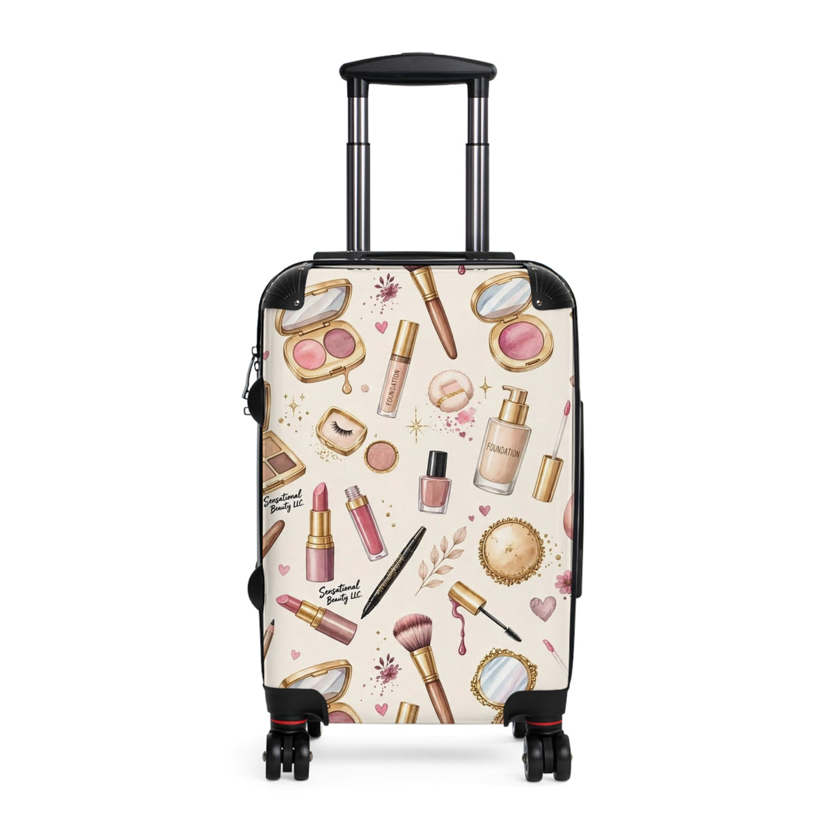 Sensational Beauty Llc Cosmetic Print Designer Carry-On Suitcase – Makeup Travel Luggage by Sensational Beauty Llc.
