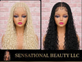 Sensational Beauty LLC Custom Boho Goddess Knotless Braided Wig - Lace Front with Curly Ends - 613 Blonde / 1B Black