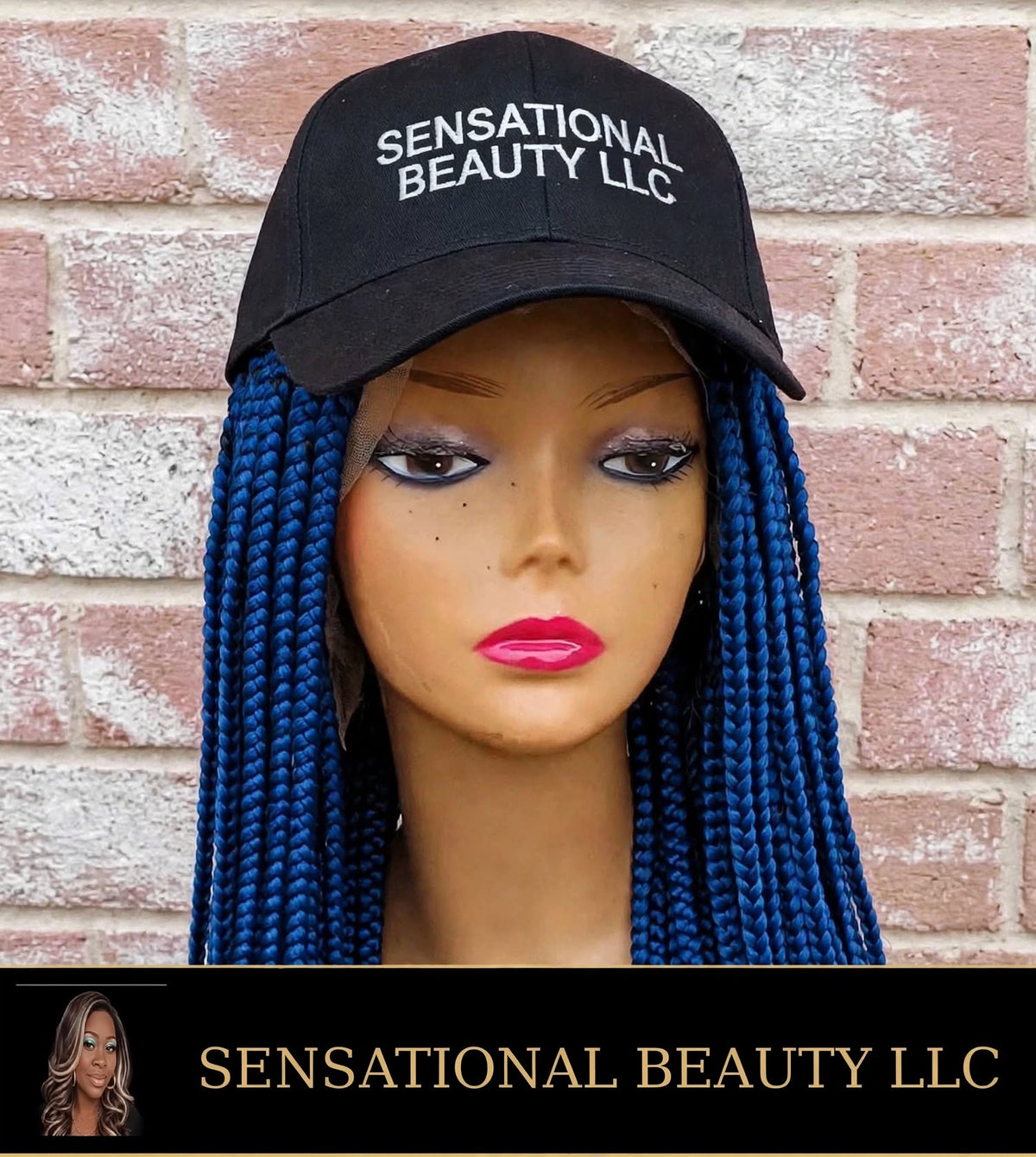 Electric Blue Braided Cap Wig