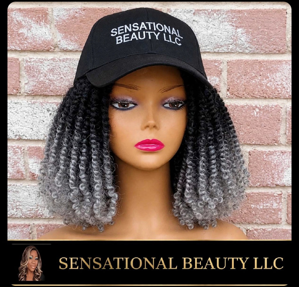 Custom Baseball Cap Wig | Ombre Brown to Blonde Short Twist Bob |