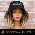 Custom Baseball Cap Wig | Ombre Brown to Blonde Short Twist Bob |