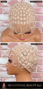 Sensational Beauty LLC Custom Boho Goddess Knotless Braided Wig - Lace Front with Curly Ends - 613 Blonde / 1B Black