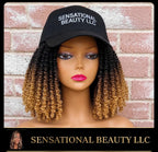 Custom Baseball Cap Wig | Ombre Brown to Blonde Short Twist Bob |