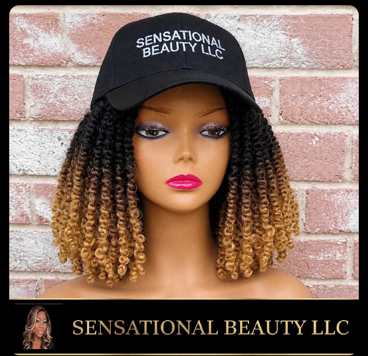 Custom Baseball Cap Wig | Ombre Brown to Blonde Short Twist Bob |